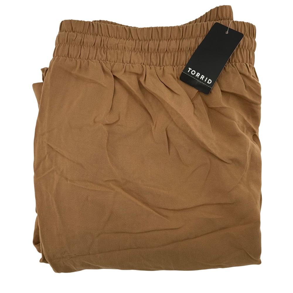 Torrid Plus Size 2 Short Tobacco Brown Pull On Wide Leg Challis High Rise Pants‎